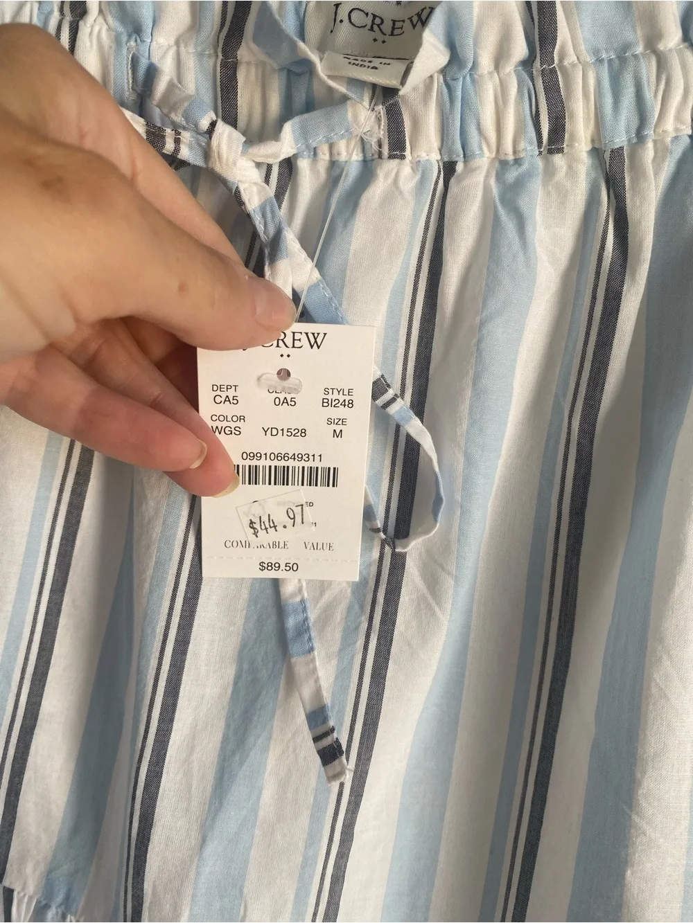 J Crew Light Blue & White Striped Tiered Maxi Skirt size medium NEW WITH TAGS